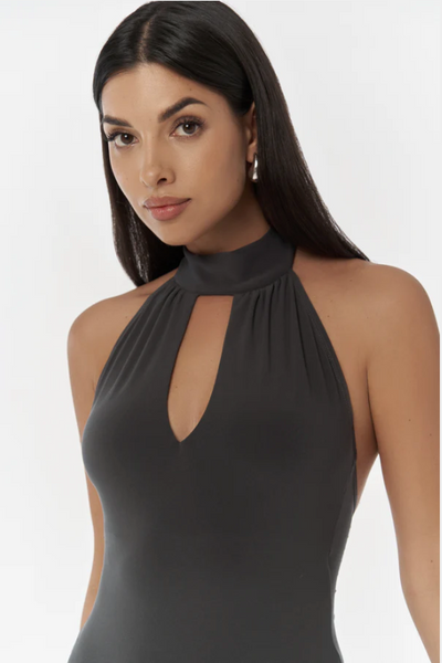Free Australia-wide Shipping.&nbsp; Best price worldwide with tracking

The Helsa Bodysuit in a new smokey grey color exudes refinement and confidence. With smooth lines, an open back, and a flawless fit, it becomes an essential piece in every dancer's wardrobe. Pair it with the Mason Grey Trousers for a striking look and enjoy the compliments.

String bottom
Removable cups

Made of the soft and elastic fabric