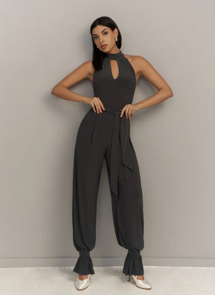 Sleeveless Bodysuit "Helsa" Smokey Grey Colour | Ballroom & Latin Dance Bodysuit for Practice, Performance & DanceSport Competitions | Evening & Occasion Wear & Shows