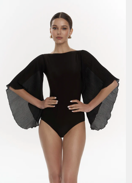 Free Australian Shipping - Best price worldwide.

Graceful, elegant and charming - that's how they will describe you in the Elisa Bodysuit. The airy sleeves made from pleated chiffon add a mysterious fleur to your dancing. It’s a perfect piece if you want to look and feel like a princess!
Hipster bottom
Removable cups
Made of the soft and elastic fabric