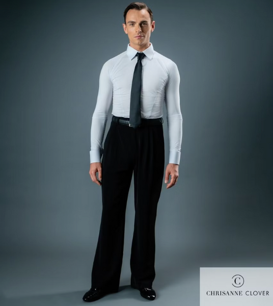 Chrisanne Clover Mens Ballroom Practice Trousers - Stretch Gabardine Trousers for Ballroom Dance Lessons, Practice, Medal Exams & DanceSport Competitions and Social Dancing