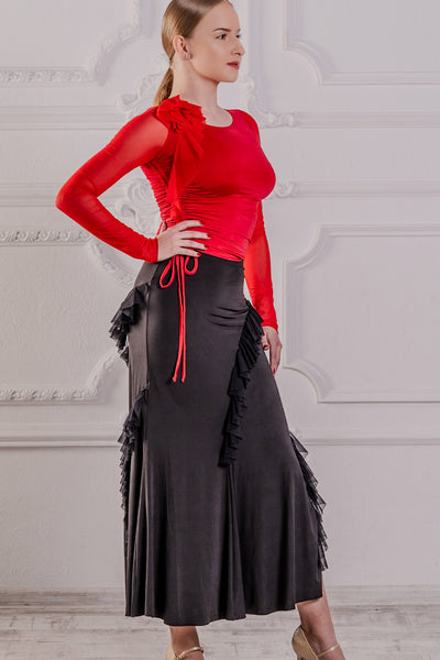 Dancebox Ava Ballroom Skirt in Black