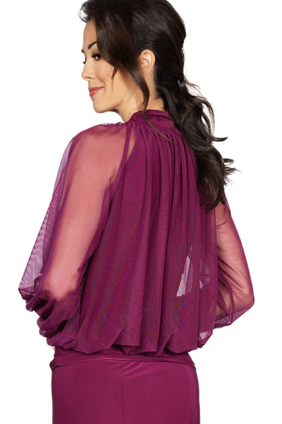 Demure Powermesh Top T2410 in Various Colours | Flattering, Stretch, Loose Fit Top with Long Mesh Sleeves for Evening Wear, Dance Practice, Social Dancing, Ballroom Dance Medals and Events