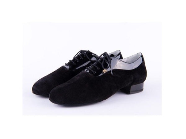 100% Italian made, handcrafted using only the finest quality materials.  These Luxury Mens Ballroom Dance Shoes are perfect for all Ballroom Dance Styles - performance & competition.   A stunning, high quality hand made dance shoe made with black suede with a black patent insert from the laces around the ankle.   See below for sole options.  Unless otherwise requested, these Ballroom Shoes will be made with a Super Flex Split Sole.