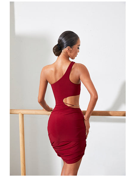 ZYM Mova Latin Dress in Wine Red 2239