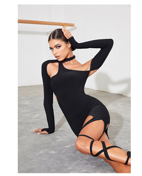 Free Australia-wide Shipping.  Best price worldwide with tracking.  Showcasing a contemporary work of art, YYDS Dress exudes timeless sophistication with her cross neckline and tie up sexy leg Design.  Perfect for Latin performance, competition and special events.