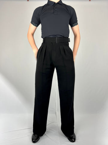 Free Australia-wide Shipping.  Best price worldwide.  Best Seller!  These stylish, high quality mens Ballroom Trousers will be the envy of your fellow dancers.  Made in UK with the finest, deep black fabric and designed to fit perfectly, move with your body and impress on the dance floor!  Worn by the worlds top DanceSport competitors for practice, performance and Competition.  Pair with a quality stretch ballroom shirt and ask about our custom vests for competition.