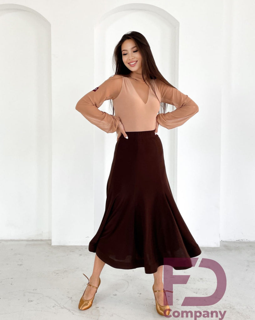 Free Australia-wide shipping.  Best price guaranteed worldwide.  Beautiful Ballroom Smooth Dance Skirt with 6 wedges, elastic waist band 4.5cm wide and crinoline hemline.  Made with Stretch Crepe.  Perfect for practice, social dancing or performance.  More colours are available