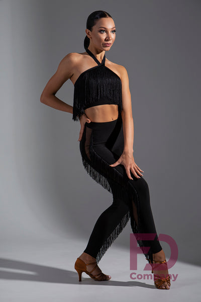 Free Australia-wide standard shipping with tracking.  Cheap and efficient worldwide shipping with Australia Post plus tracking.  Gorgeous black leggings for dance made using stretch jersey with stretch mesh inserts in beige plus 10cm fringe down each leg for a great look.  Elastic waist band for comfort.