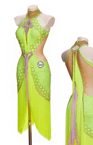 Sasuel Latin Dress Electric Canary - Choose Your Colour