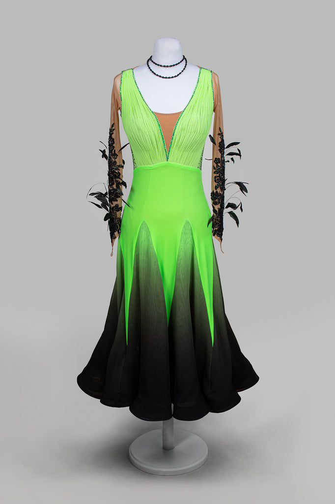 EM Light - Extravagantly Green Ballroom Competition Dress