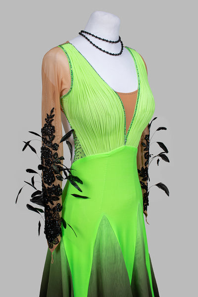 EM Light - Extravagantly Green Ballroom Competition Dress