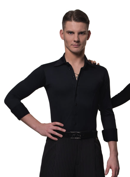 rs atelier mens special black slim fitted stretch body shirt from dancewear for you