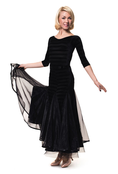 rs atelier black ballroom skirt with velvet and organza from dancewear for you australia