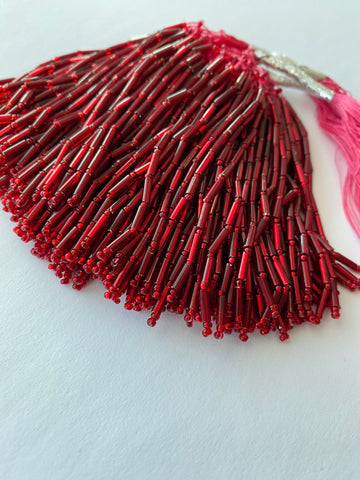 Bugle Bead Dropper Bunch Dark Siam - 8cm Long