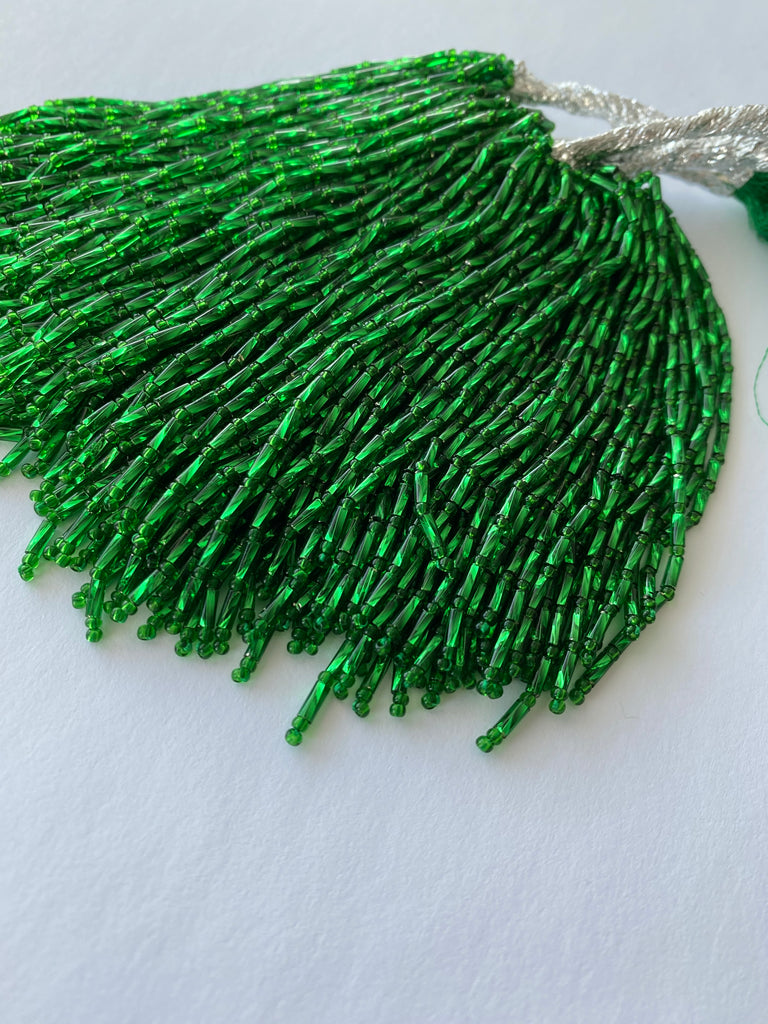 Bugle Bead Dropper Bunch Emerald Twisted 8cm Long Dancewear For You