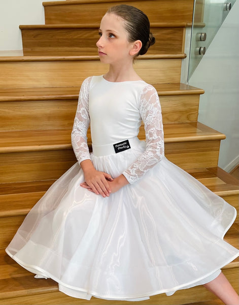 Free Australia-wide shipping.  Best price worldwide.  This stylish & elegant girls Juvenile 3 Piece Ballroom and Latin Dance Costume is ready to wear, made in Australia using the worlds finest quality fabrics and trim by Chrisanne Clover.  