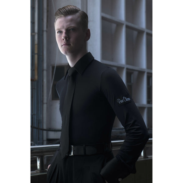pure class mens stretch ballroom practice shirt with long sleeves and collar from dancewear for you australia