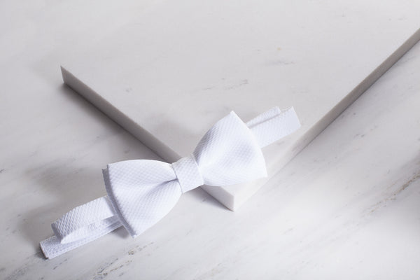 Chrisanne Clover Designer Velcro Bowtie | White Bowtie with Velcro Fastening for Ballroom Dance & Formal Events
