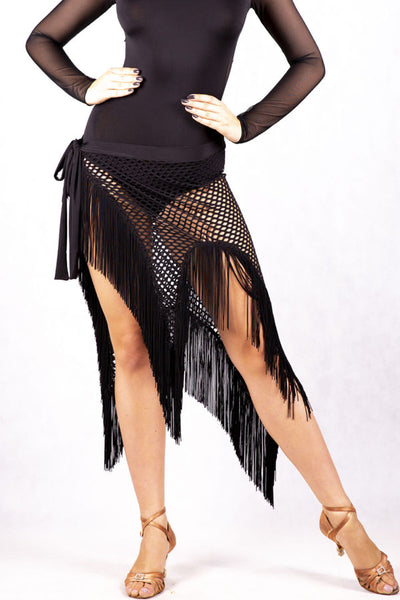 Sexy and elegant very comfortable black wrap skirt cut out of a fantastic semi transparent stretch MAXI mesh.  Finished with fringing that adds beautiful movement.