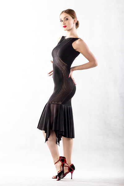 dancebox swirl black latin dress with asymmetric hemline from dancewear for you australia