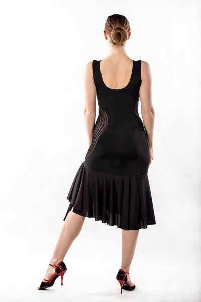 dancebox swirl black latin dress with asymmetric hemline from dancewear for you australia