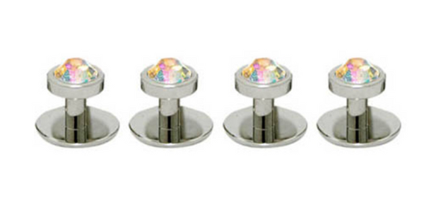 DSI-London Crystal Dress Studs with Silver Rim 4515 Various Colours