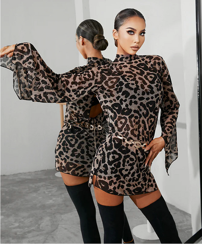 ZYM Poli Dress 2247 Leopard Mesh