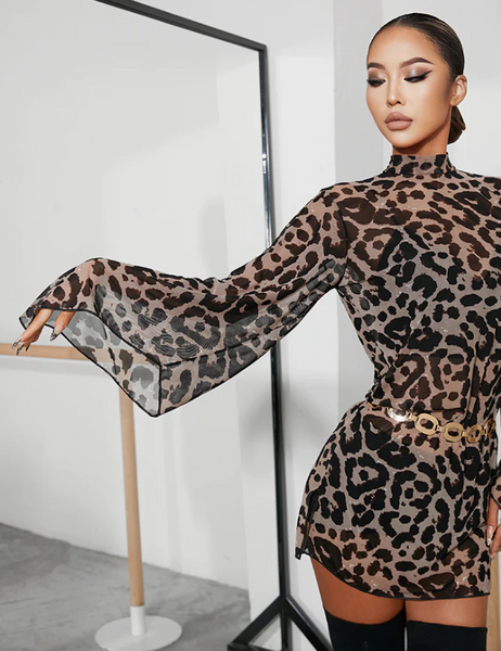 ZYM Poli Dress 2247 Leopard Mesh