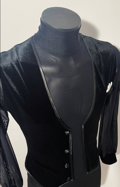 Mens Black Latin Tunic with Velvet Waistcoat (Sponsored)