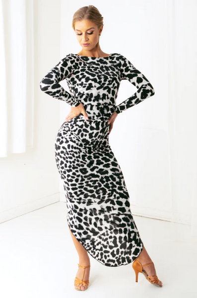Alessandra Draped Dress - Snow Leopard