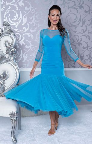 Dance America Long Ruched Sweetheart Ballroom Dress D206 in Various Colours