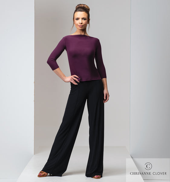 chrisanne clover eternity ladies fitted crepe top for dancewear and eveningwear with slash neckline and 3/4 sleeves from dancewear for you australia free shipping