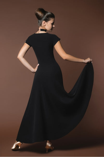 classic black ladies ballroom dance dress from dancewear for you australia