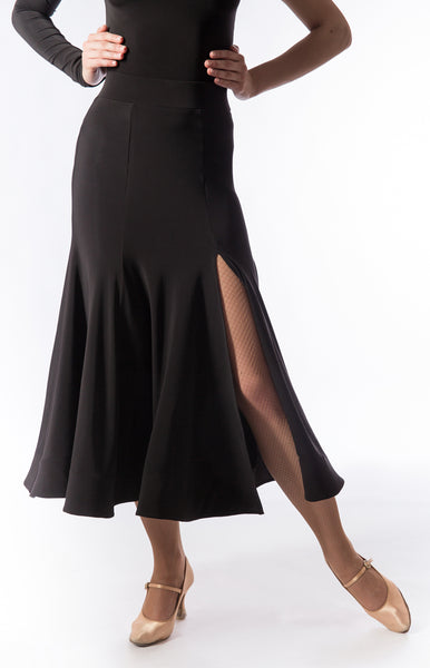 sasuel black ballroom skirt with side split from dancewear for you australia
