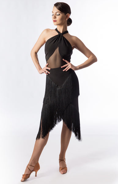 long fringe latin skirt with v shape fringe to elongate the body from dancewear for you australia and sasuel costume design